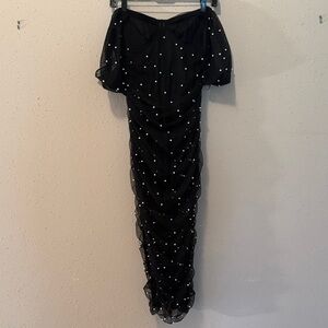 Limelight Strapless Black Dress with Pearl Accents